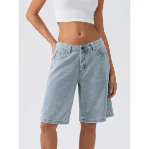 Dames shorts – Losse pasvorm – Lichtblauwe wassing – Comfortabel ontwerp