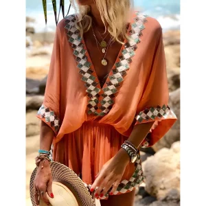 Dames romper – Losse pasvorm – Lichtgewicht stof – Lange mouwen