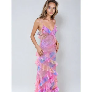 Zomerse damesjurk – Lichtgewicht mesh – Gerimpelde details – V-halslijn