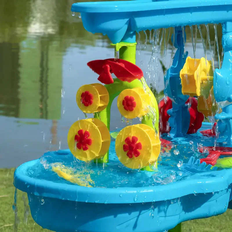 3-in-1 Speeltafel Kinderen voor Zand en Water met 15 Accessoires – Duurzaam en Veilig Buitenplezier - Afbeelding 4