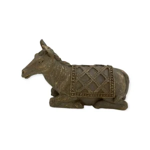 Zittende Ezel Beeldje – Grijs & Goudaccent (14,5 cm)