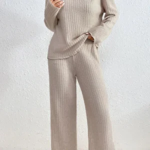 Caelis geribbelde tweedelige loungewearset voor dames