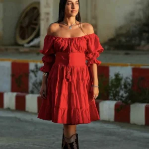 Korte Vaiana Jurk Knalrood