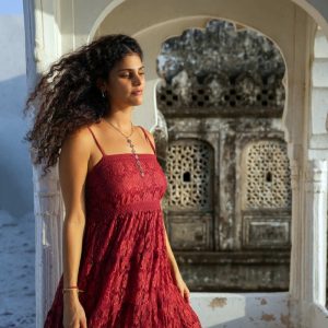 Litha korte jurk marroon rood