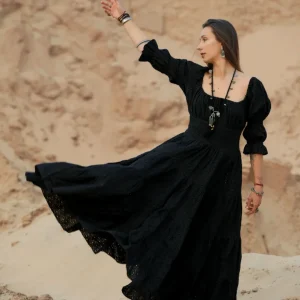 Vaiana jurk Broderie Zwart