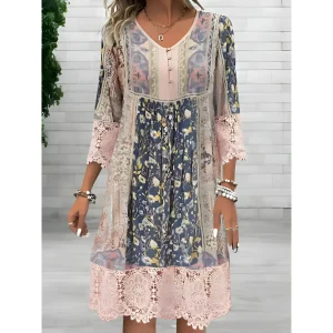 Dames Jurk - Boheems - Bloemenpatroon - Flatterende Pasvorm