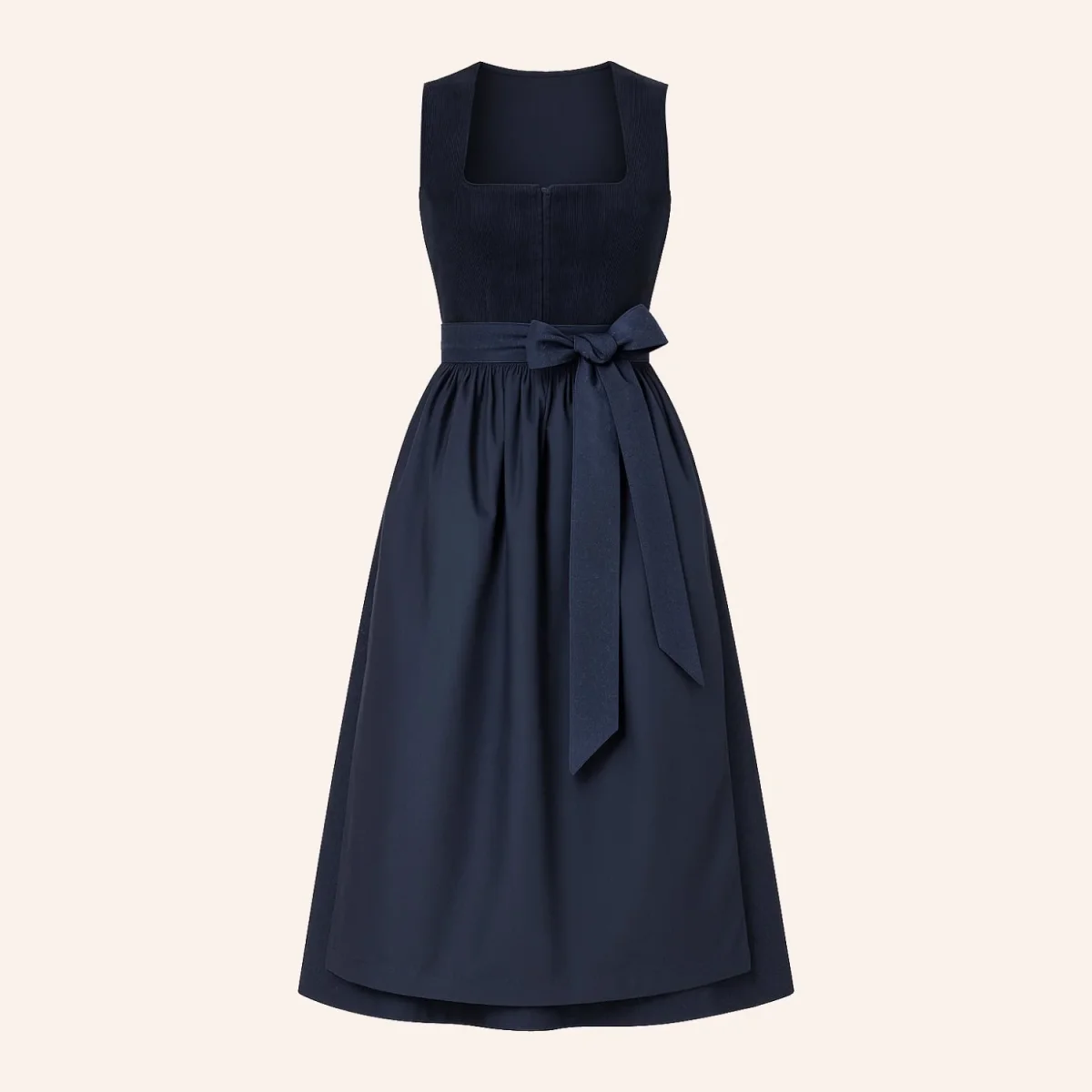 Elegante dirndljurk in marineblauw – Oktoberfest | Klassieke klederdracht met schort - Afbeelding 3