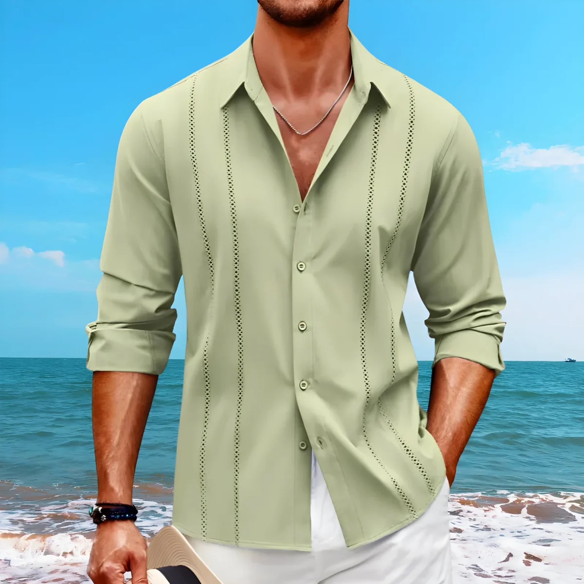 Heren casual overhemd – Ademende mix – Losse pasvorm – Tijdloze look - Afbeelding 2