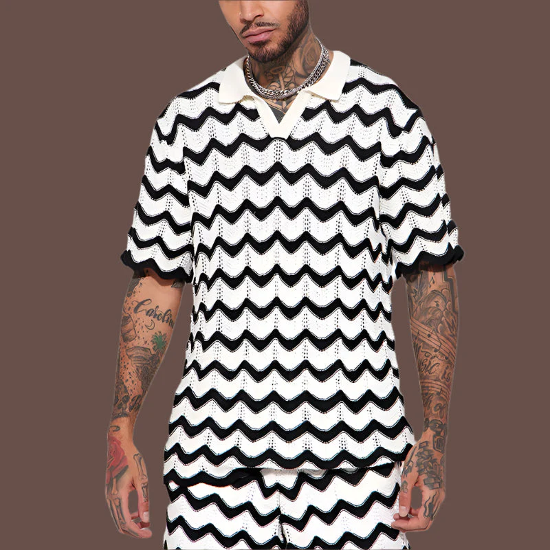 Heren poloshirt – Zigzagtextuur – Lichtgewicht comfort – Veelzijdig gebruik - Afbeelding 2