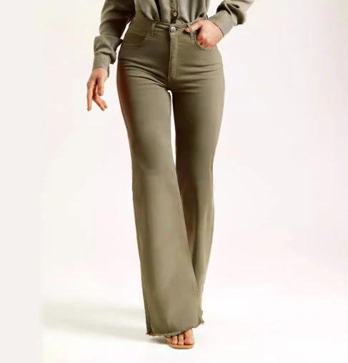 Damesjeans – Hoge taille – Uitlopende pijpen – Comfortabele pasvorm - Afbeelding 2