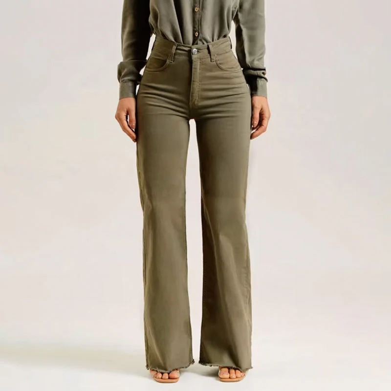 Damesjeans – Hoge taille – Uitlopende pijpen – Comfortabele pasvorm - Afbeelding 3