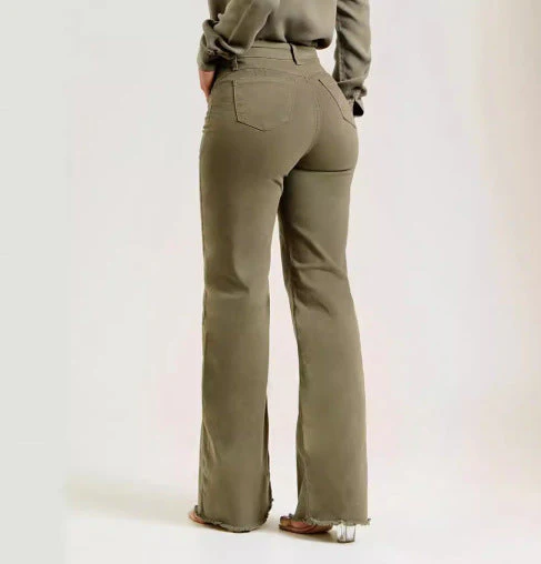 Damesjeans – Hoge taille – Uitlopende pijpen – Comfortabele pasvorm - Afbeelding 4