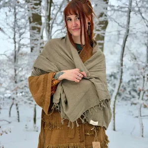 Katoenen Sjaal zacht mosgroen/ mosbruin