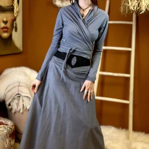 Cosy rib Rok Grijs Blauw