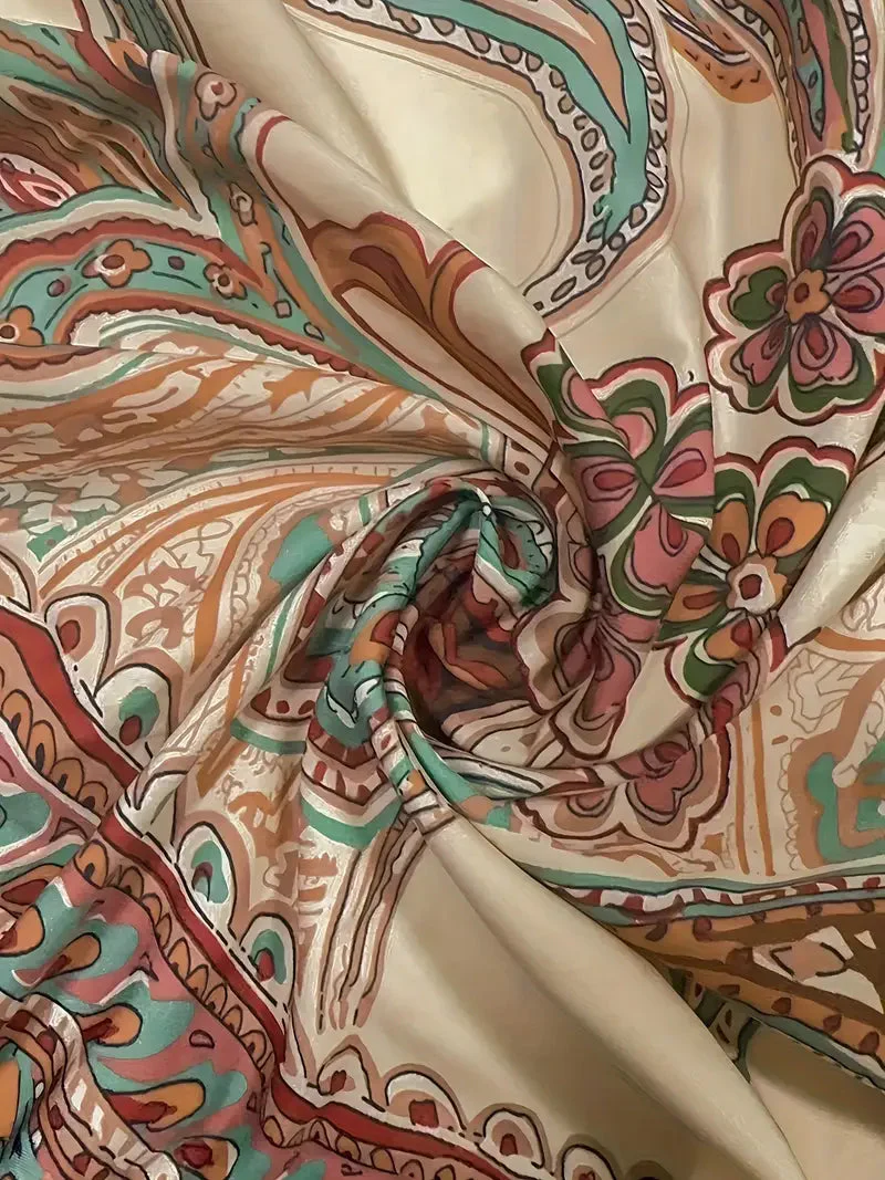 Damesbroek met wijde pijpen – Paisleyprint – Hoge taille – Lichtgewicht stof - Afbeelding 4