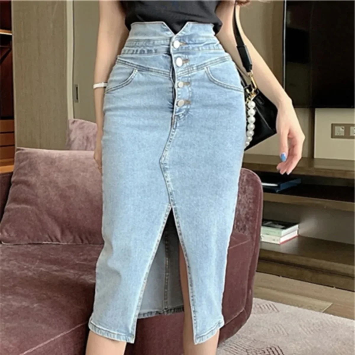 Damesrok tot op de knie – Formele kleding – Comfortabel stretchmateriaal – Tijdloos ontwerp