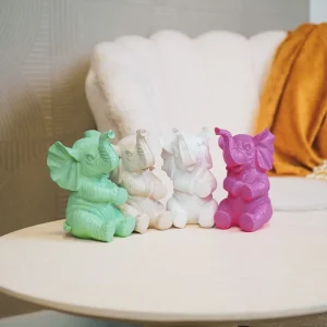 Beeld Olifant – Roze, Wit, Zand & Mint groen