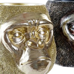 Bloempot Gorilla Hoofd – Goud of Zwart/Zilver – 18,5 cm Hoog
