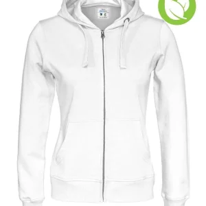 Cottover vest met capuchon dames wit