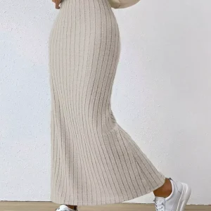 Dames A-Lijn Rok Met Hoge Taille Voor Dagelijks Gebruik - Comfortabele Gebreide Stoffen Rokjes