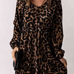 Elegante Luipaardprint Jurk Dames