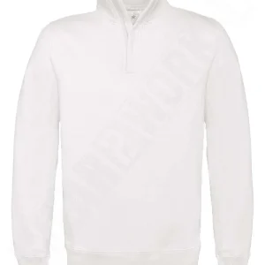 Zipneck sweater B&C Wit