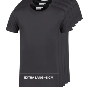 Santino T-shirt extra lang Jace plus antraciet 5-pack