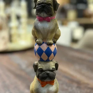 Honden Kandelaar – Mopshonden Circusstijl – 30,1 cm