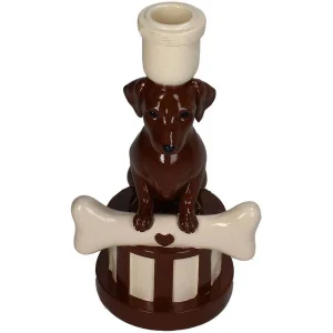 Hond Kandelaar met Bot – Speelse Dieren Woondecoratie