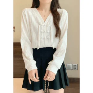 Katoenen Blouse Met V-hals Design