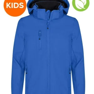 Kinder softshell jas Clique classic kobalt