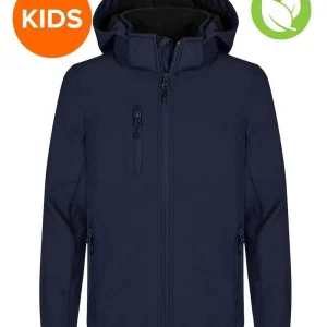 Kinder softshell jas Clique classic navy