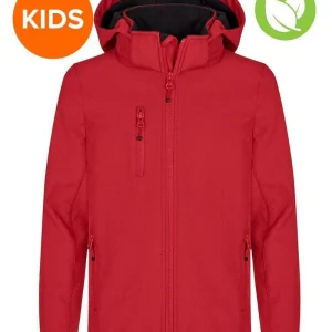 Kinder softshell jas Clique classic rood