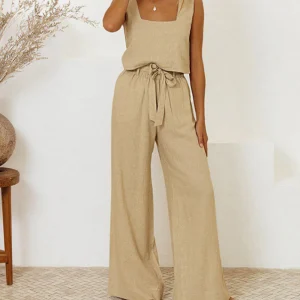 Minimalistische Top en Wijde Broek Set voor Comfortabele Stijl