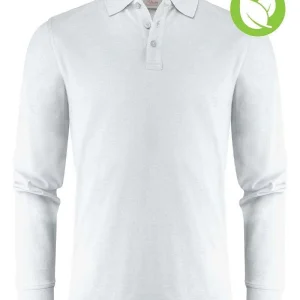 Poloshirt lange mouwen Printer Surf pro wit