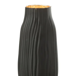 Zwarte Glazen Vaas met Gouden Rand