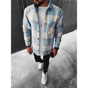 Warm Heren Hemd – Lange Mouwen – Warm Materiaal – Geruit Patroon