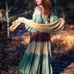 Katoenen Sjaal Ecru/ lichtbruin