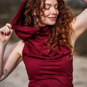 Luna Top Hoodie Marroon rood