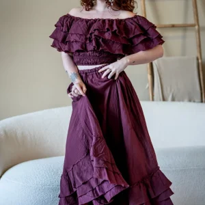 Taliya Bohemian Top Burgundy